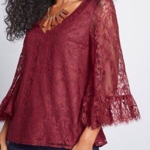 Modcloth Burgundy Lace Blouse